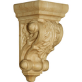 Osborne Wood Products 6 x 3 x 2 3/4 Carpi Corbel with Acanthus Leaves in White Oak 8002WO